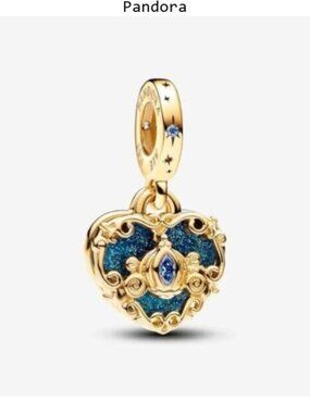 Pandora Cinderella's Carriage & Heart Double Dangle Charm